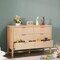 Light Wood MDF Drawer Dresser with Grooved Design, Metal Handles and Smooth Glides